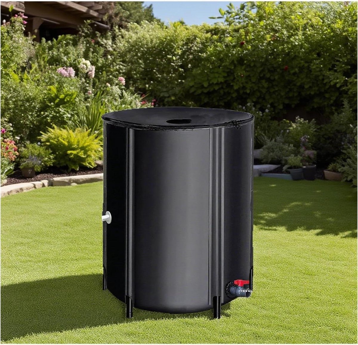 Regenwateropvangtank - Opvouwbare ton - Water opslaan - Verbeterde anti-veroudering - 200L - Zwart
