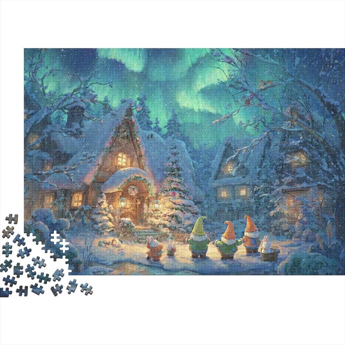 Winter Cottage Puzzel - Legpuzzel Volwassenen - Ontspannend Gezelschapsspel - Duurzaam Gerecycled Materiaal - 1000 Stukjes 38x26cm - Winterlandschap