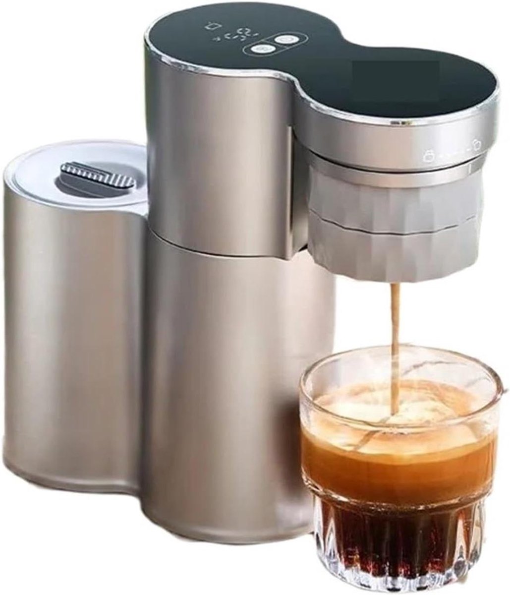 Draagbaar koffiezetapparaat - Mini espressomachine - Koffie onderweg - Instelbare temperatuur - 100 ml capaciteit - Zilver