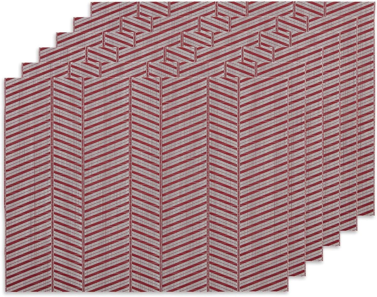 Placemat Set - Tafelkleed - Dineren - Set van zes - 33x48 cm - Rood