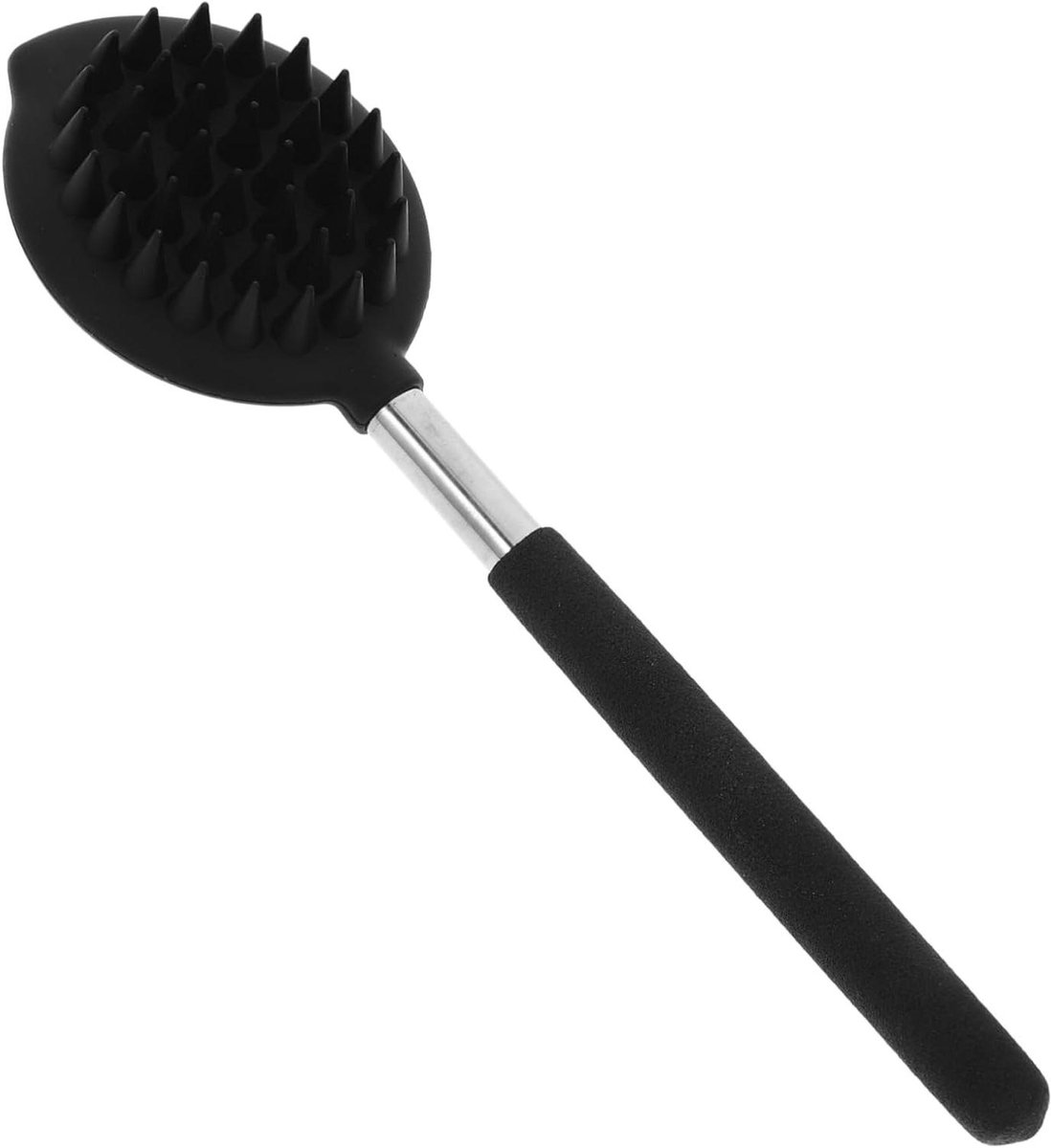 Douche Borstel - Lange Handgreep - Lichaam Reinigen - Flexibele Silicone - 22 cm Lengte - Zwart