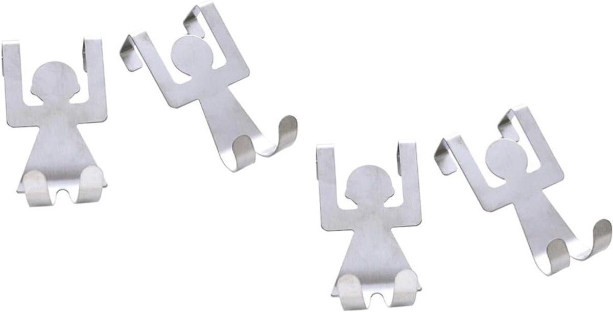 Deurhaken Set - Kast Hangers - Ruimte Besparen - Roestvrij Staal - 8 Stuks - Zilver
