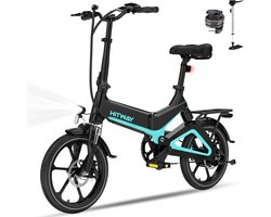 Hitway Elektrische Fiets BK2 - Trendy 16 Inch City Commuter EBike met Afneembare 36V 7.8Ah Lithium Batterij - Opvouwbaar Mountain E-Bike met 250W Motor - IP54 Waterdicht