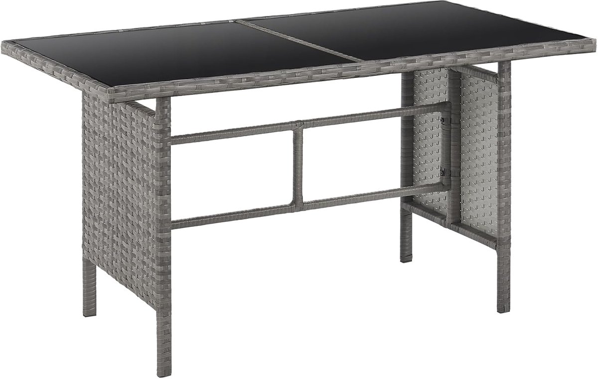 Hoekbank Loungeset Polyrotan 4-delig met Eettafel en Kussens Grijs Weerbestendig Tuinset voor Balkon Terras en Tuin - Madison 205 x 205 cm - Mobili Bella