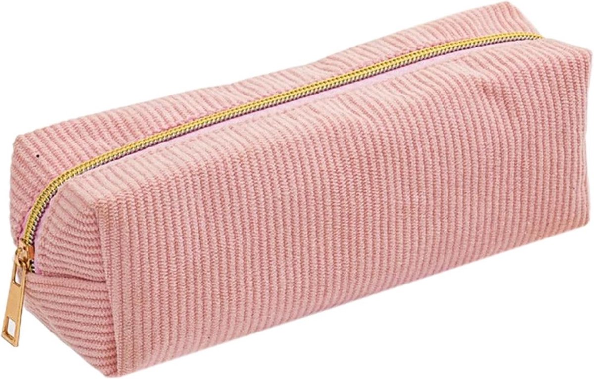 Etui - Pennenbox Organizer - Briefpapier Opbergen - Elegant Corduroy Design - 20x7x7cm - Roze