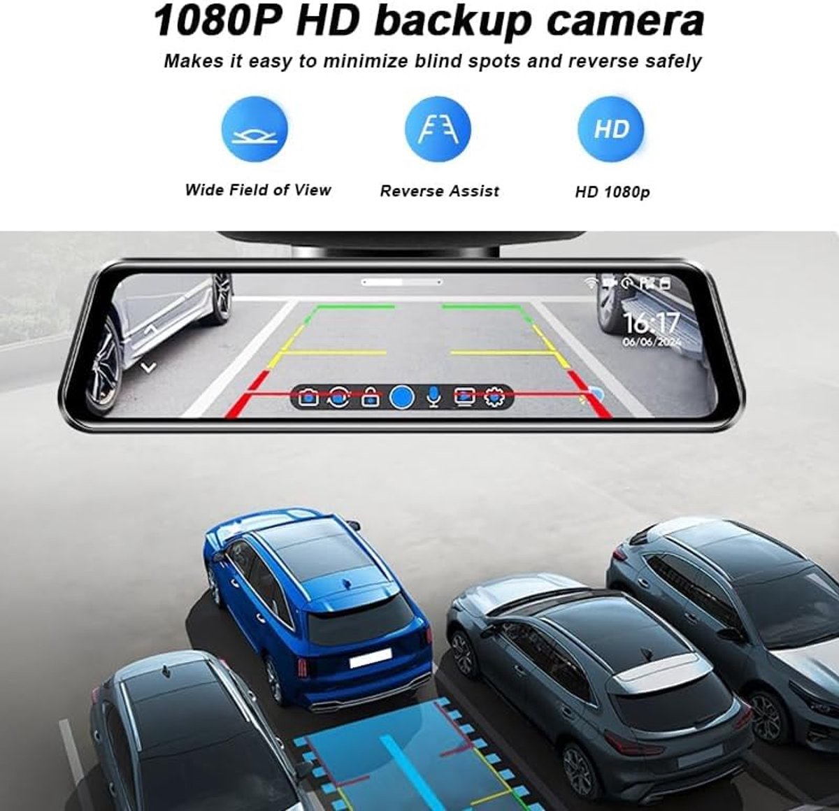 Spiegel Dashcam - Auto Camera - Veilig Rijden - Streaming Media - 10 Inch - Zwart – foto 4