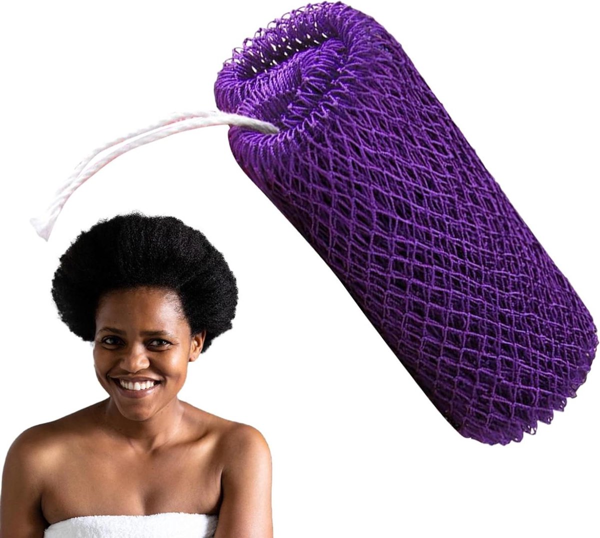 Badschrobber Net - Lichaamsnet Was - Huid Reinigen - Duurzaam Nylon - 60 cm Lengte - Blauw