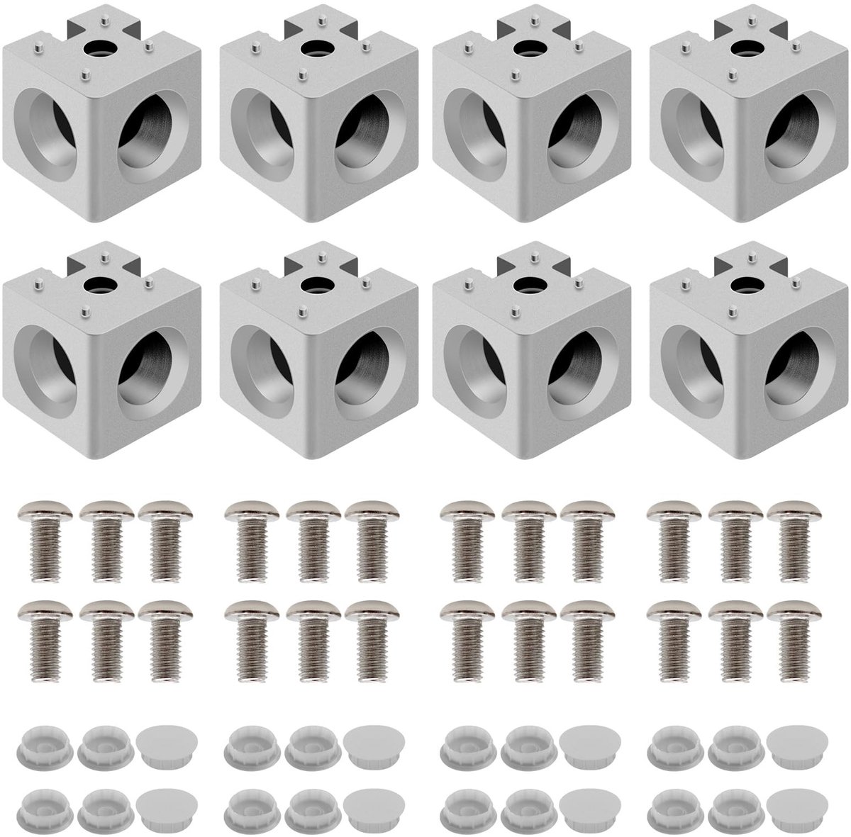 Dailygoods - 8 Stuks 3030 3-Weg Hoekkubus voor Aluminium Extrusie