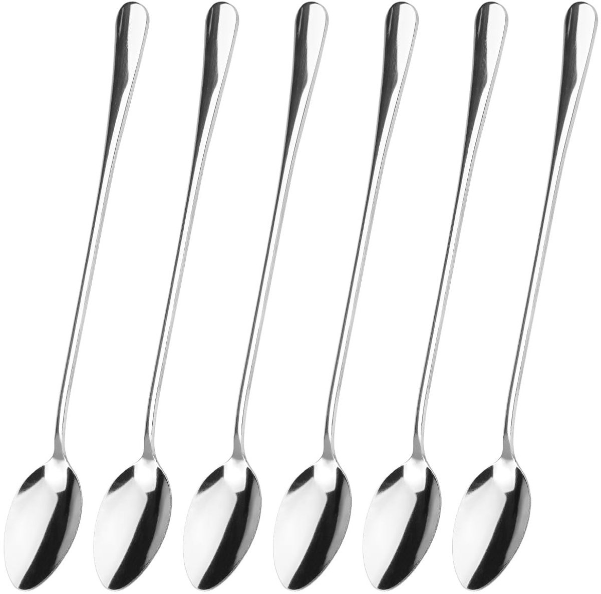 Dailygoods - Set van 6 Lange Lepels voor IJs en Drankjes