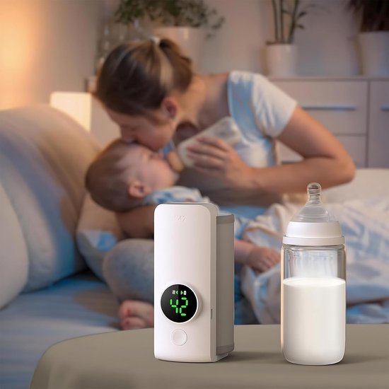 Draagbare Flessenwarmer voor Melk, Elektrische Flessenwarmer voor Moedermelk, 6000mAh Reisflessenwarmer, Draadloze Draagbare Flessenwarmer voor op Reis, Flessenwarmer voor Onderweg — afbeelding 3