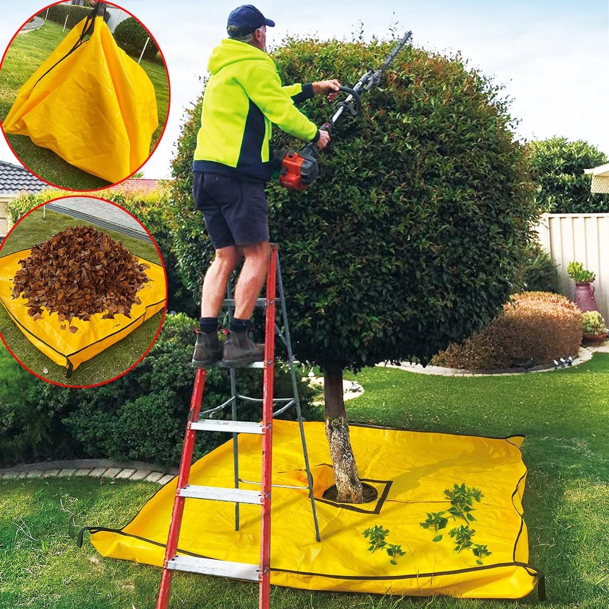 Dailygoods - Dailygoody - Landschapszeil - Snoeizeil voor tuin - Geel - Bladeren verzamelen - Tuinonderhoud - 78,7 x 78,7 cm - Geschikt voor tuinbomen en struiken