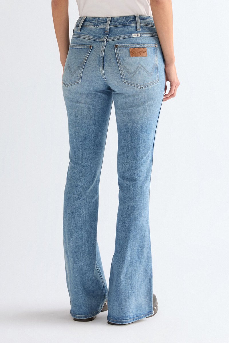 Wrangler MONTANA Dames Flared Fit Jeans W26 X L32 Blauw