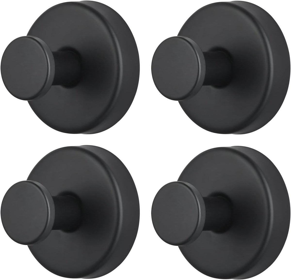 Zware Zuignap Haken voor Badkamer en Douche, Verwijderbaar voor Handdoeken, Badjassen en Loofahs - Roestvrijstalen Haken voor Glas, Tegels en Spiegels (Set van 4), Mat Zwart