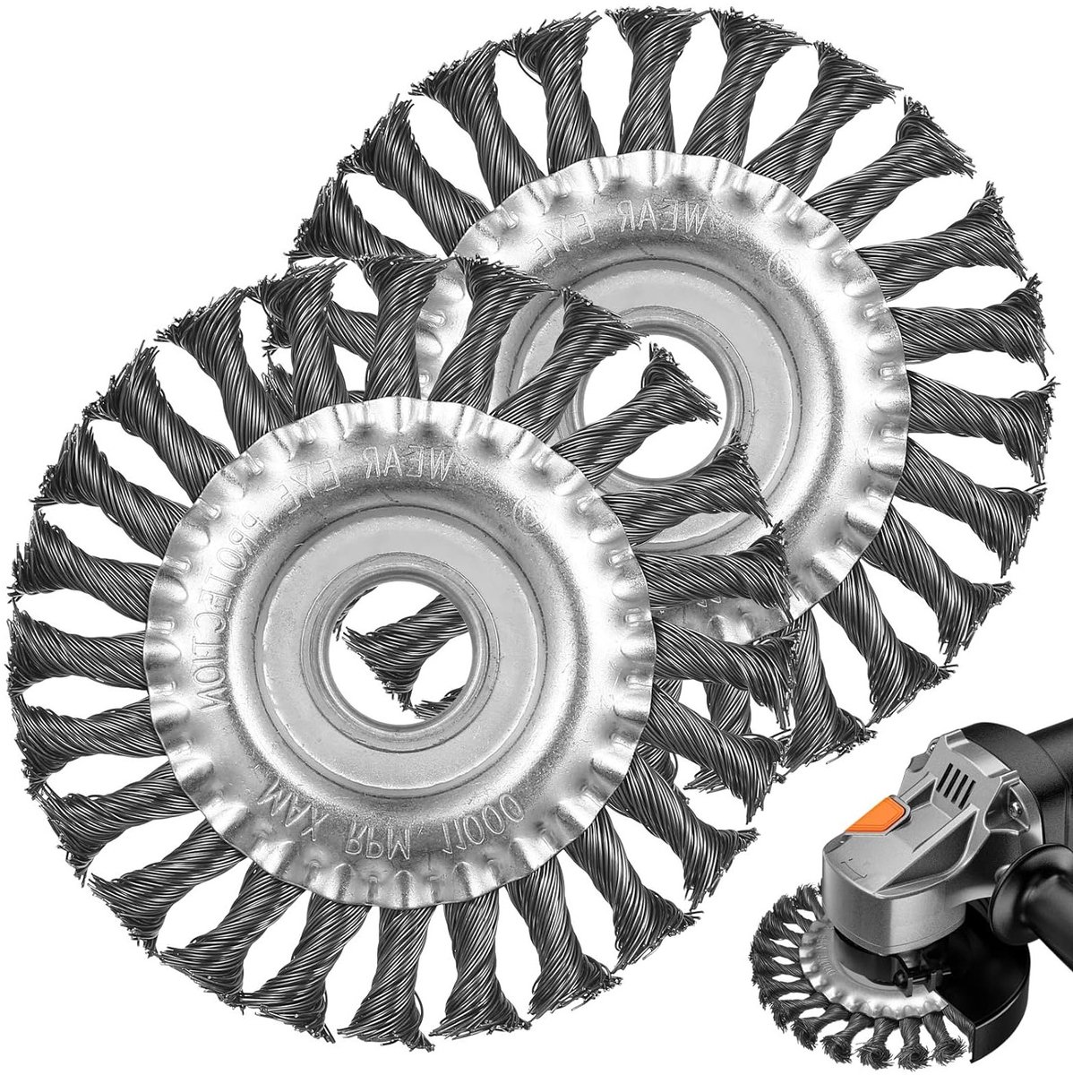 Set van 2 Draadborstels voor Haakse Slijper 125mm x 22mm - Ronde Borstels voor Polijsten, Schuren en Reiniging