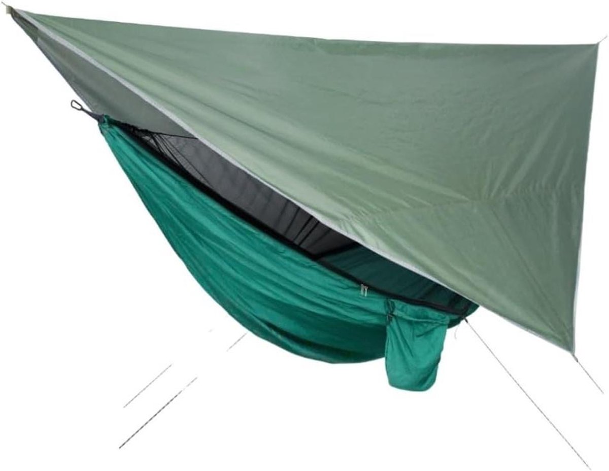 Kampeerhangmat met Klamboe - Outdoor Relax - Buiten Ontspannen - Inclusief Luifel - Lichtgewicht 1.2kg - Diverse Kleuren