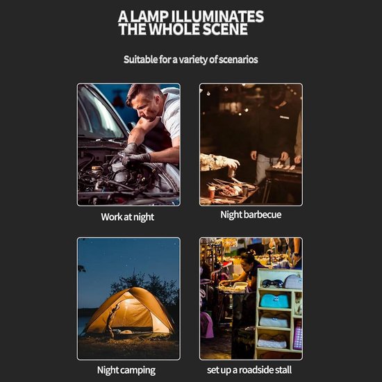 Campinglamp LED - Werkverlichting Draagbaar - Buitenactiviteiten Verlichting - Opvouwbaar Verstelbaar - 18 x 5 x 5 cm - Enkele Attribuut — afbeelding 5