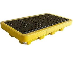 Vaten opvangbak - Lekvrije kuip - Industriële opslag - Afneembaar platform - Tot 1200 kg - Geel zwart