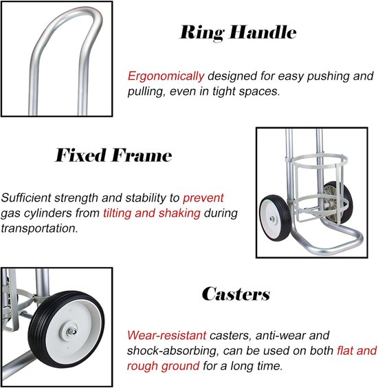 Flessenwagen - Mobiele Trolley - Flessen Vervoeren - In Hoogte Verstelbaar - 105 cm Hoog - Aluminiumkleurig — afbeelding 5