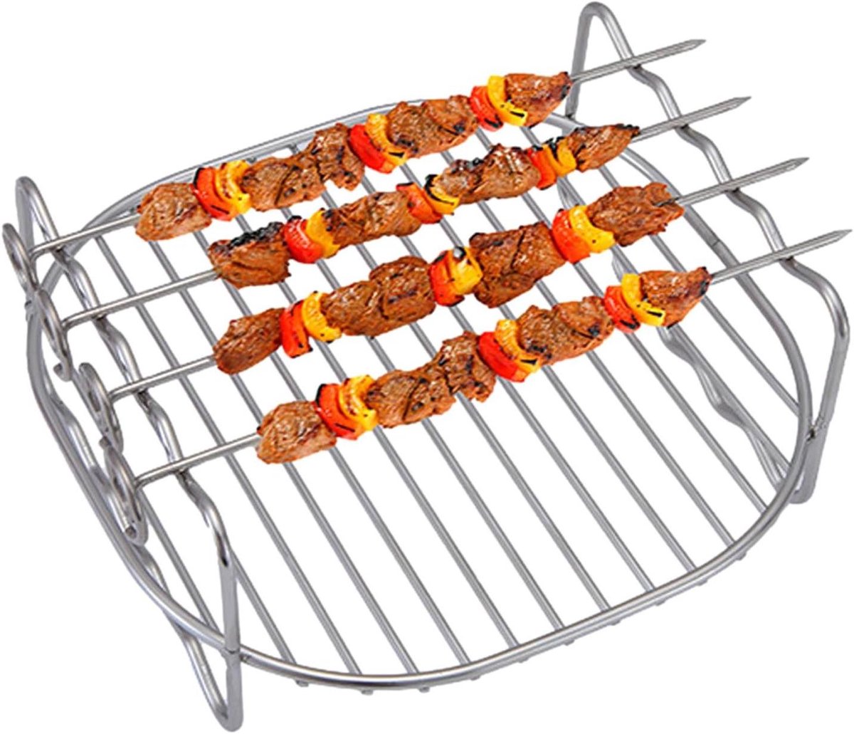 Airfryer Accessoires Bakrek & Spies Meerdere Gerechten Vergroot Kookruimte 6 7 8 Inch Zilver