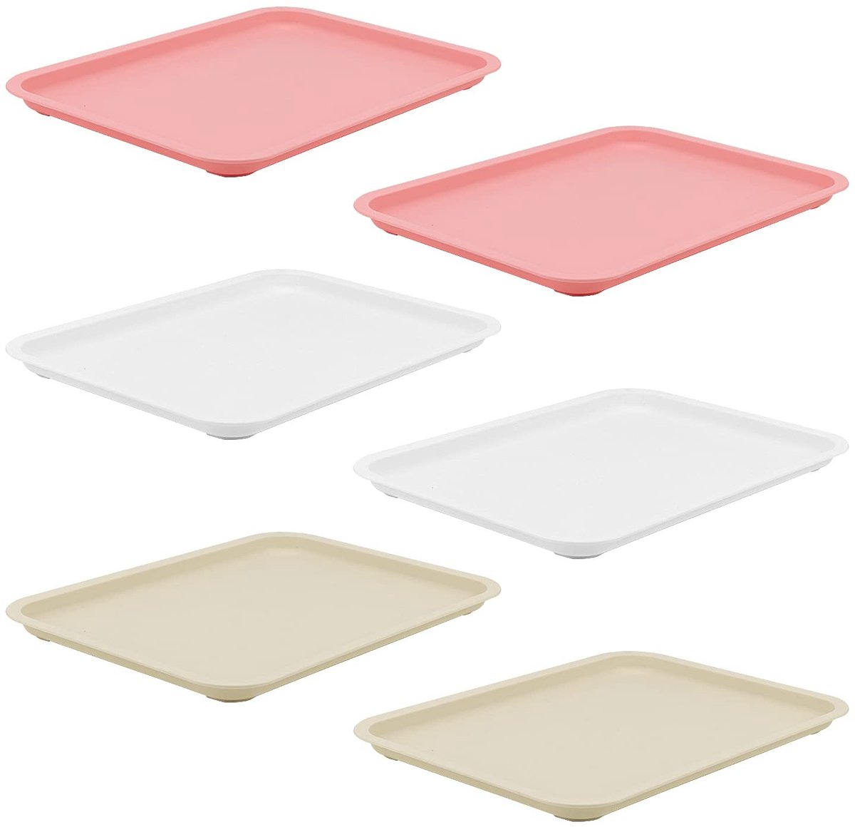 Dailygoods - Set van 6 Rechthoekige Plastic Dienbladen voor Voedsel Serveren