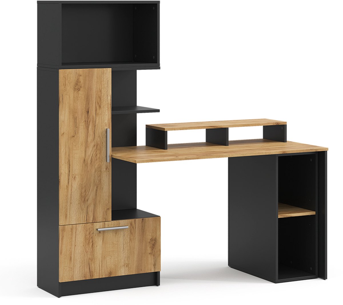 Vicco Bureau Tomy, Antraciet/Goudkleurig Eiken, 150 x 59 cm Set van 4