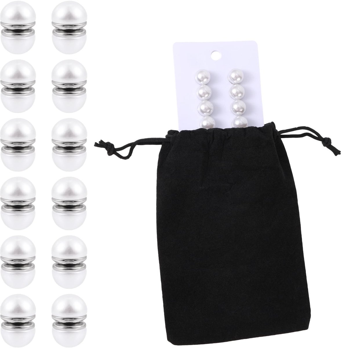 Dailygoods - Dailygoody - Parelsluiting Gewichten - Magnetische Dubbelzijdige Gewichten - Perfect voor Sluiers en Sjaals - 12 Pairs - Ideaal voor Bruiloften e