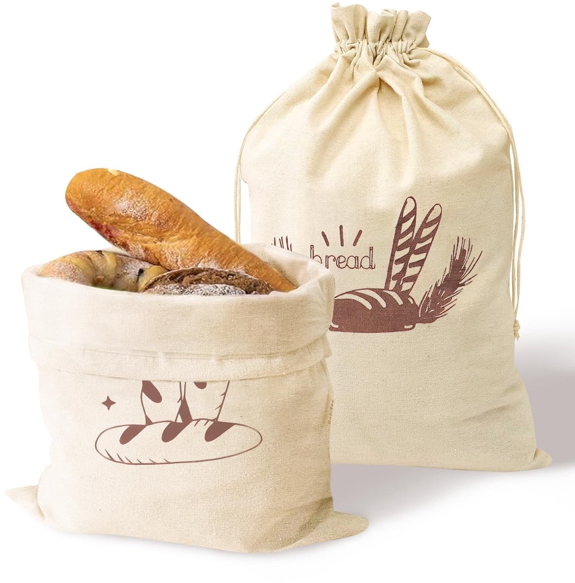 Dailygoods - Herbruikbare Linnen Broodzakken, 2-Pack