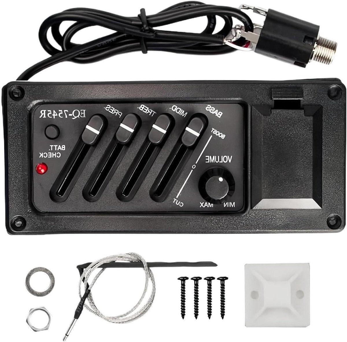 Gitaar Pickup - 4-Band EQ - Live Optredens - Adaptieve Stemming - 1 x 9.3 cm - Zwart