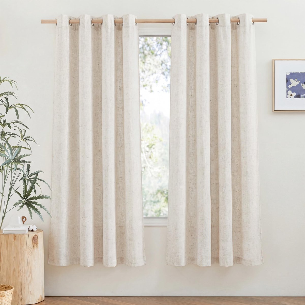 Cosensi - Dailygoods - Korte Linnenlook Gordijnen 140B x 175H cm voor Keuken en Slaapkamer