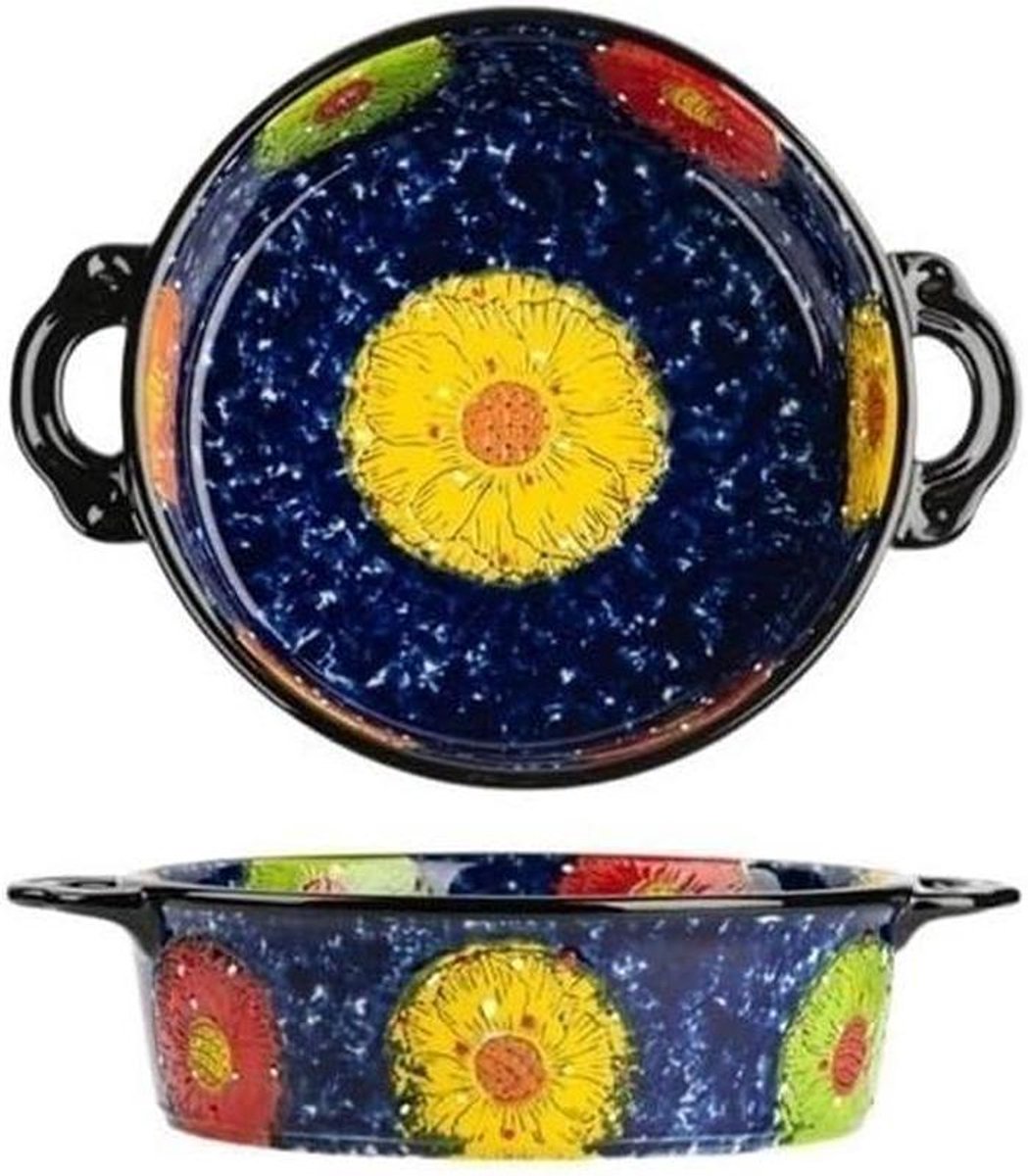 Ovenschaal Keramiek - Bakvorm Rond - Ovenschotels Maken - Dubbele Handvatten - 950 ml - Wit