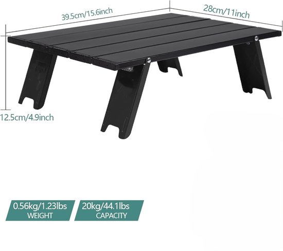 Klaptafel - klaptafel tuin - Campingtafel - campingtafel lichtgewicht - campingtafeltje inklapbaar - campingtafel opvouwbaar - Mini-klaptafel voor buiten - 39.5*28.5*13cm - voor zelfrijdende reizen - picknicken — afbeelding 3