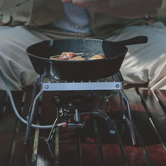 KZQ Draagbaar Opvouwbaar Grillrek Voor Kamperen Roestvrijstalen Kampvuurgrill Met Verstelbare Poten 16x16 Cm Gestreept Reisbarbecue Voor Wandelen En Buiten Koken — afbeelding 2