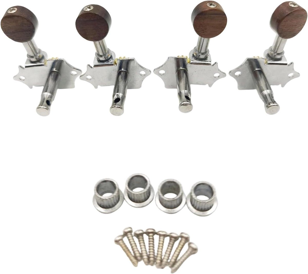 Ukulele Stemmechanieken - Stemknoppen Set - Muziek Maken - Klassiek Design - 2L 2R - Zilver