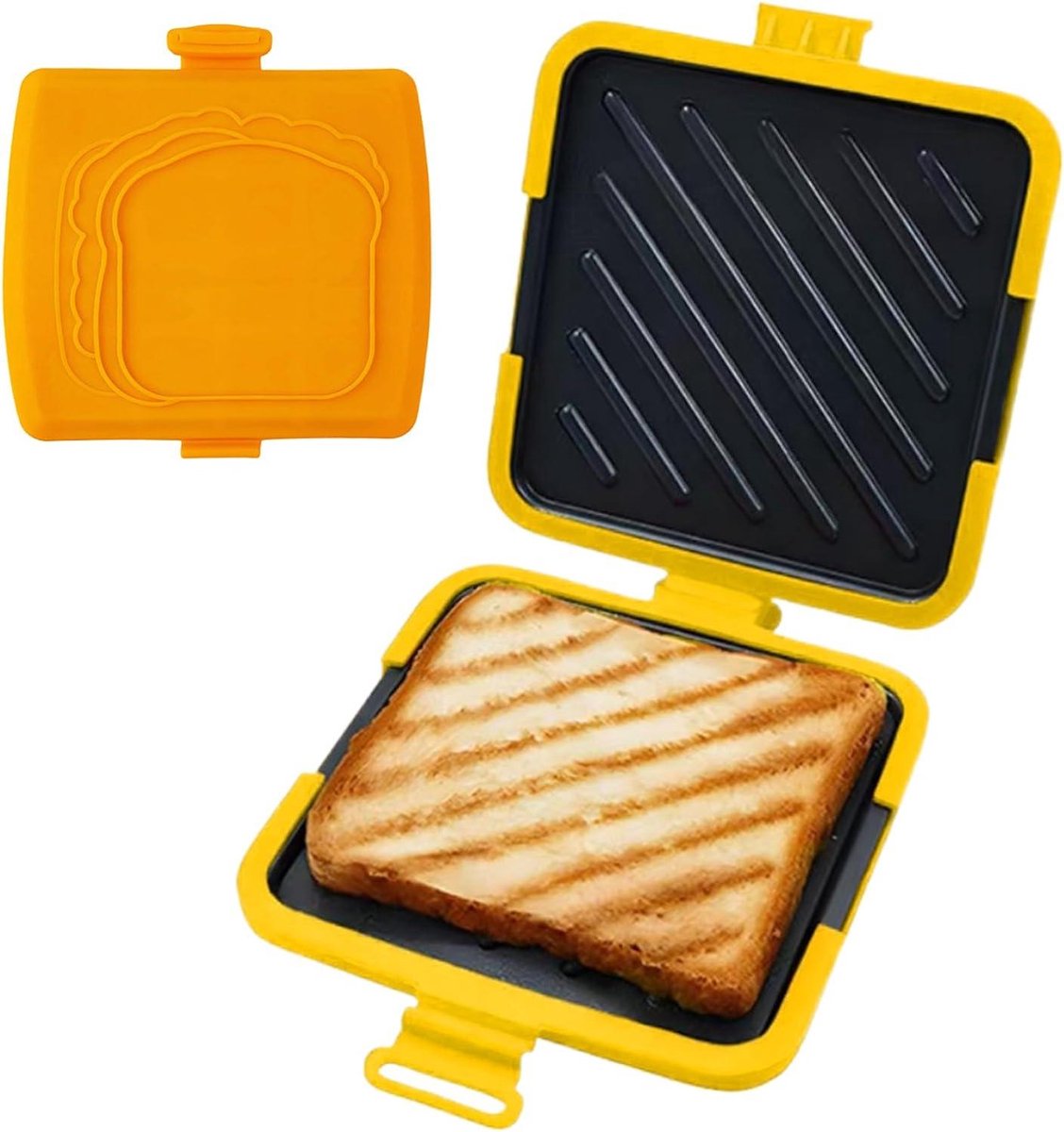 Sandwich Maker - Keuken Gadget - Ontbijt Maken - Magnetron Verwarming - 4 x 17 x 4 cm - Oranje