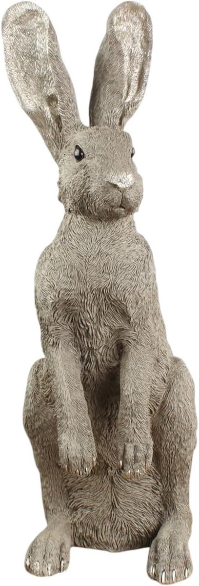 Paashaas XXL Grijs 52 cm van Polyresin - Decoratieve Sculptuur voor Pasen en Tafeldecoratie, Unieke Paasdecoratie voor Binnen en Buiten