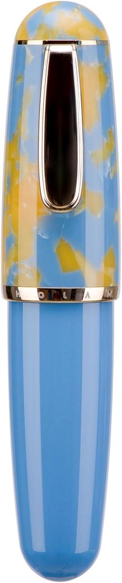 Mooie vulpen met medium nib in sky blue acryl, compacte pipette vulpen met grote capaciteit