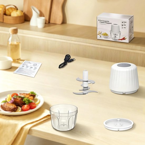 400 Ml Elektrische Knoflookhakker - Knoflookmolen Met 6 Messen Mini-Groentehakker - Draagbare Usb-Foodprocessor Voor Gember Chili En Fruit van NCRealher — afbeelding 3