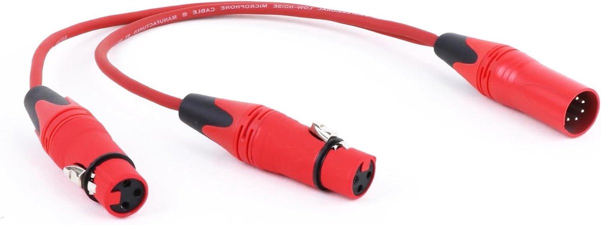 XLR Adapter Kabel - Y Splitter - Audio Signaal Splitsen - Vergulde Connectoren - 0.3m - Rood