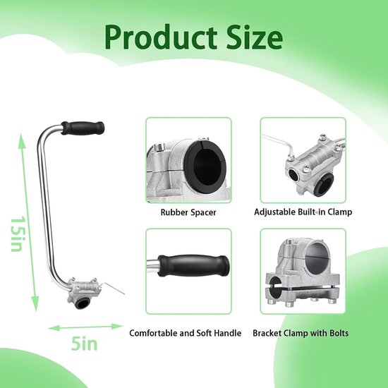 Trimmer Handvat Verlengstuk - Grasmaaier Accessoire - Rechtop Werken - Universele Pasvorm - 38 cm Lengte - Zilver — afbeelding 2