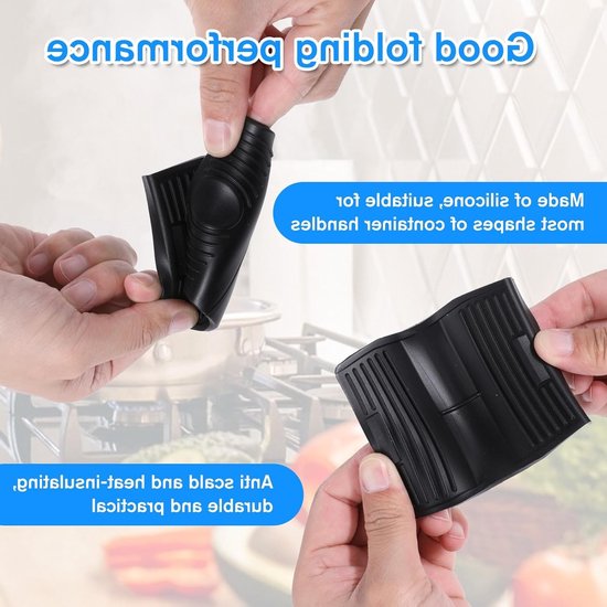 Siliconen Handgrepen voor Pannen, 2 Stuks, Warmtebescherming, Antislip Grip, Geschikt voor Kookgerei en Ovenplaten, 8 x 4 cm — afbeelding 2