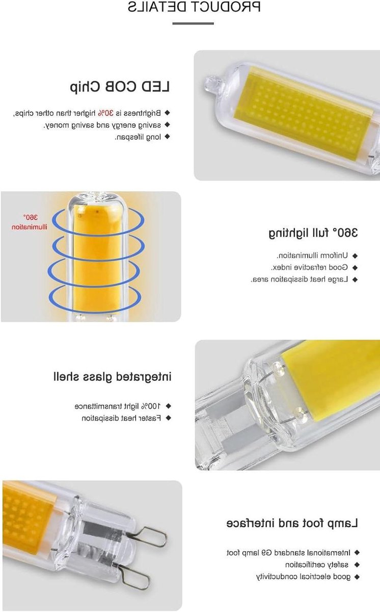 LED Lamp - G9 Lichtbron - Ruimte Verlichten - Energiebesparend - 9 Watt - Warm Wit