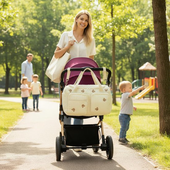 Luiertas - Baby tas - Organiseren van spullen - Charmant berenpatroon - 48 x 22 x 26 cm — afbeelding 2