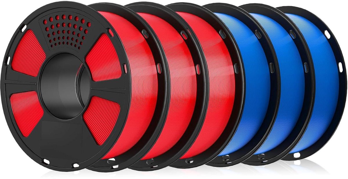 PLA Filament - 3D Print Materiaal - Hobby Projecten - Hoge Precisie - 6 x 1kg - Rood Blauw