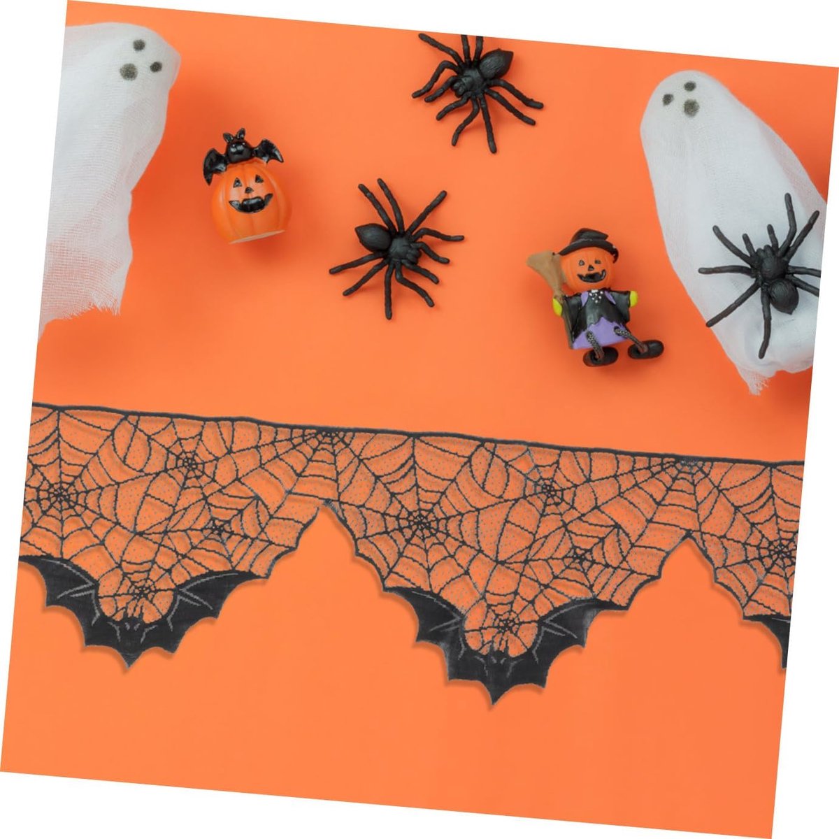 Tafelkleed - Decoratiekleed - Feestelijke Sfeer - Spinnenweb Kant - 150 cm Rond - Zwart