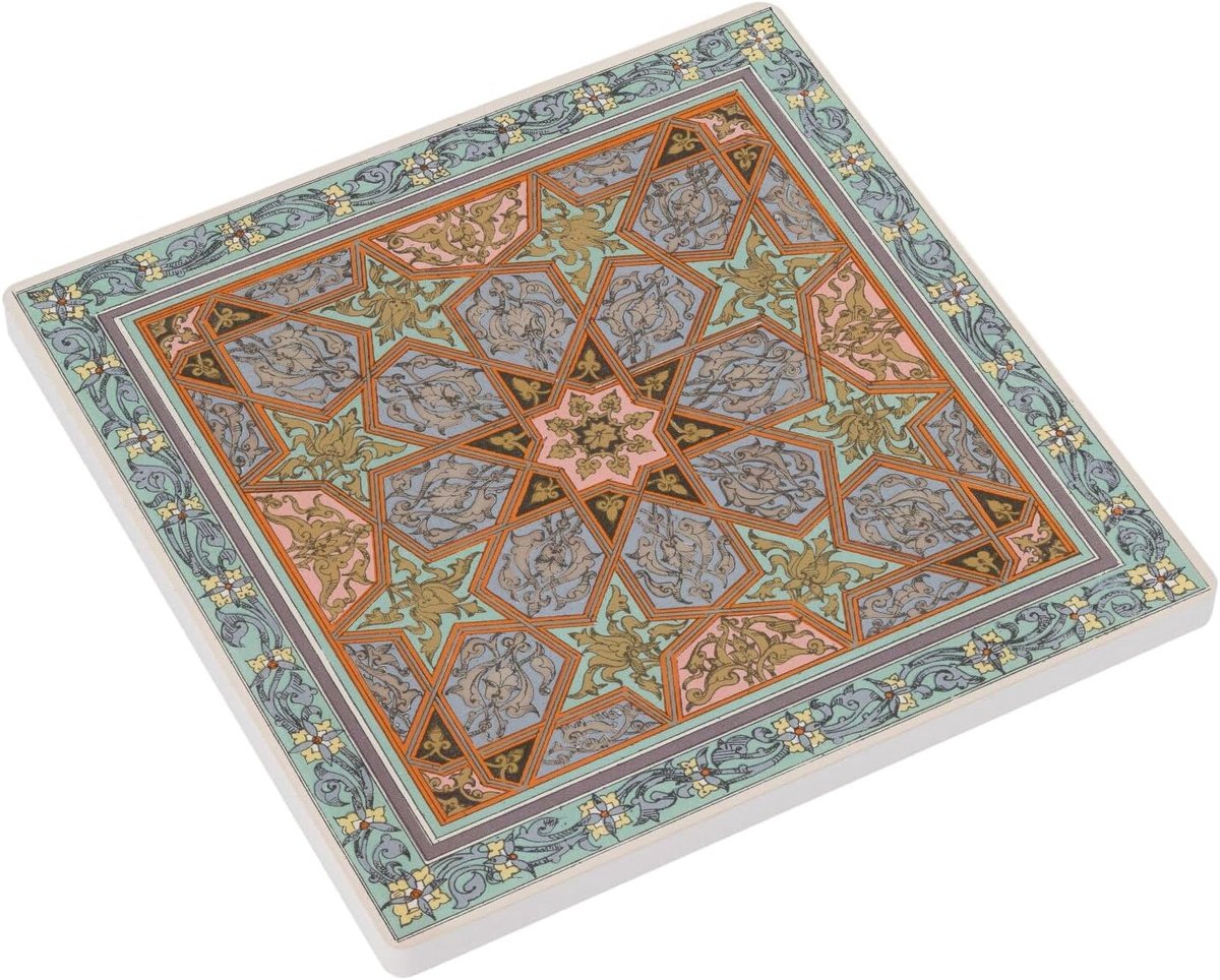 Onderzetters van keramiek - ster ornament barok luxe klassiek - 6 stuks (100 x 100 mm)