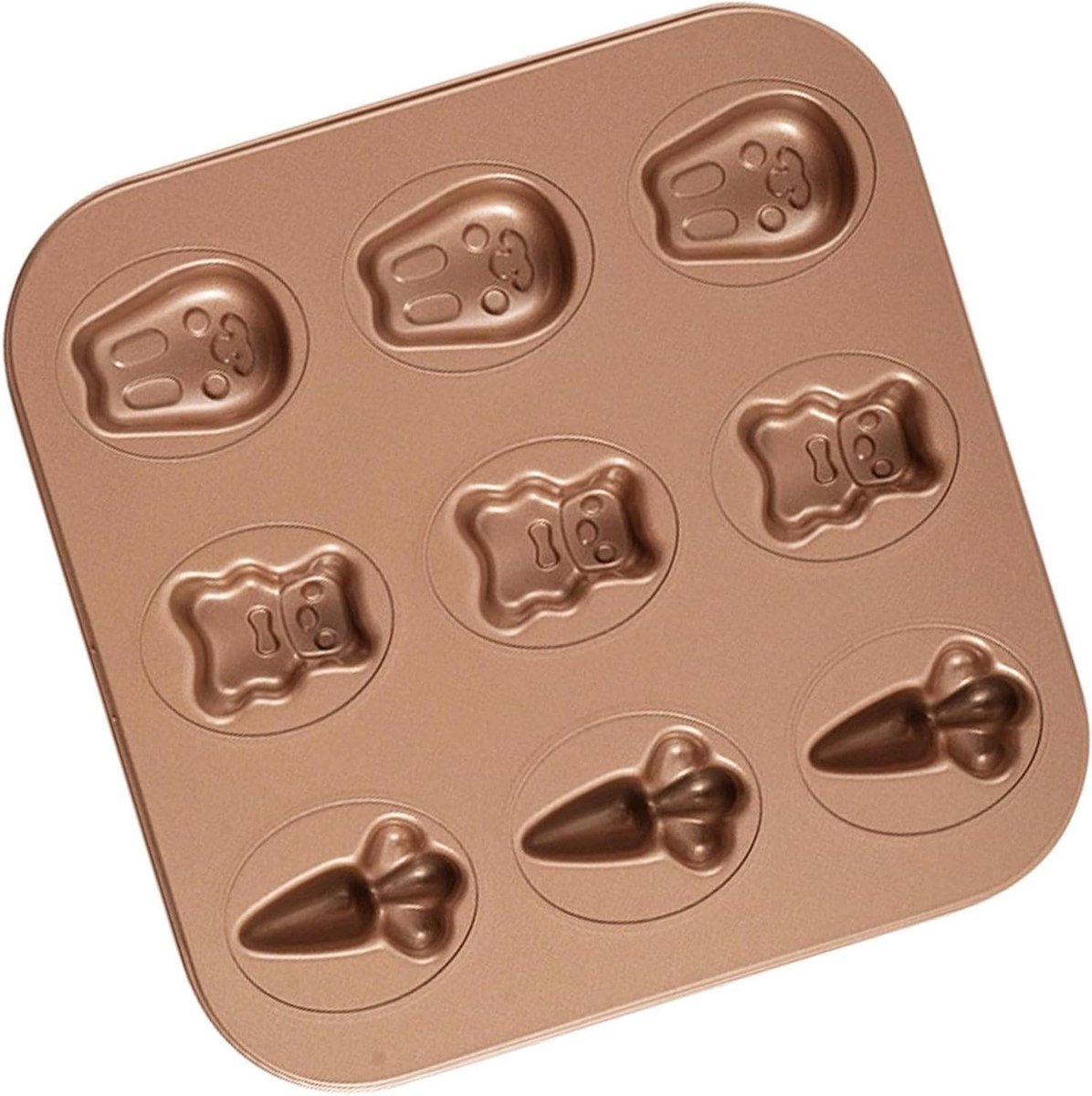 Cupcake Bakvorm - Muffinmal - Thuis Bakken - Antiaanbak Laag - 9 Vierkanten - Champagne Goud
