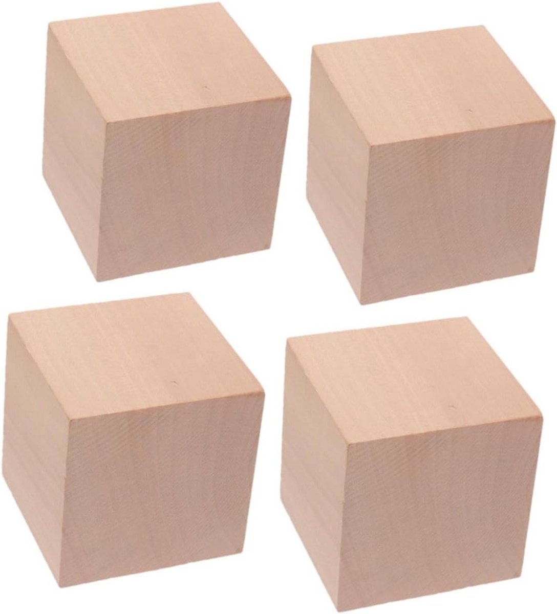 Houten Blokken - Bouwstenen - Wiskunde Leren - Uniek Ontwerp - 4 Stuks 5cm - Khaki