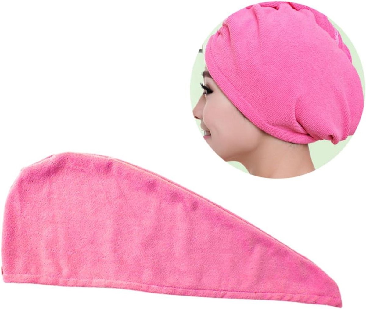 POPETPOP Haardroogkap Dik Haar Snel Drogend Rozenrood 60x25cm 70g Haardroogkap Tulbandhand