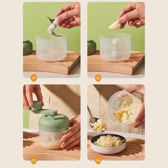 Handmatige Voedselhakker - Keuken Accessoire - Maaltijd Voorbereiding - Ruimtebesparend Ontwerp - 15x10x15 cm - Groen — afbeelding 3
