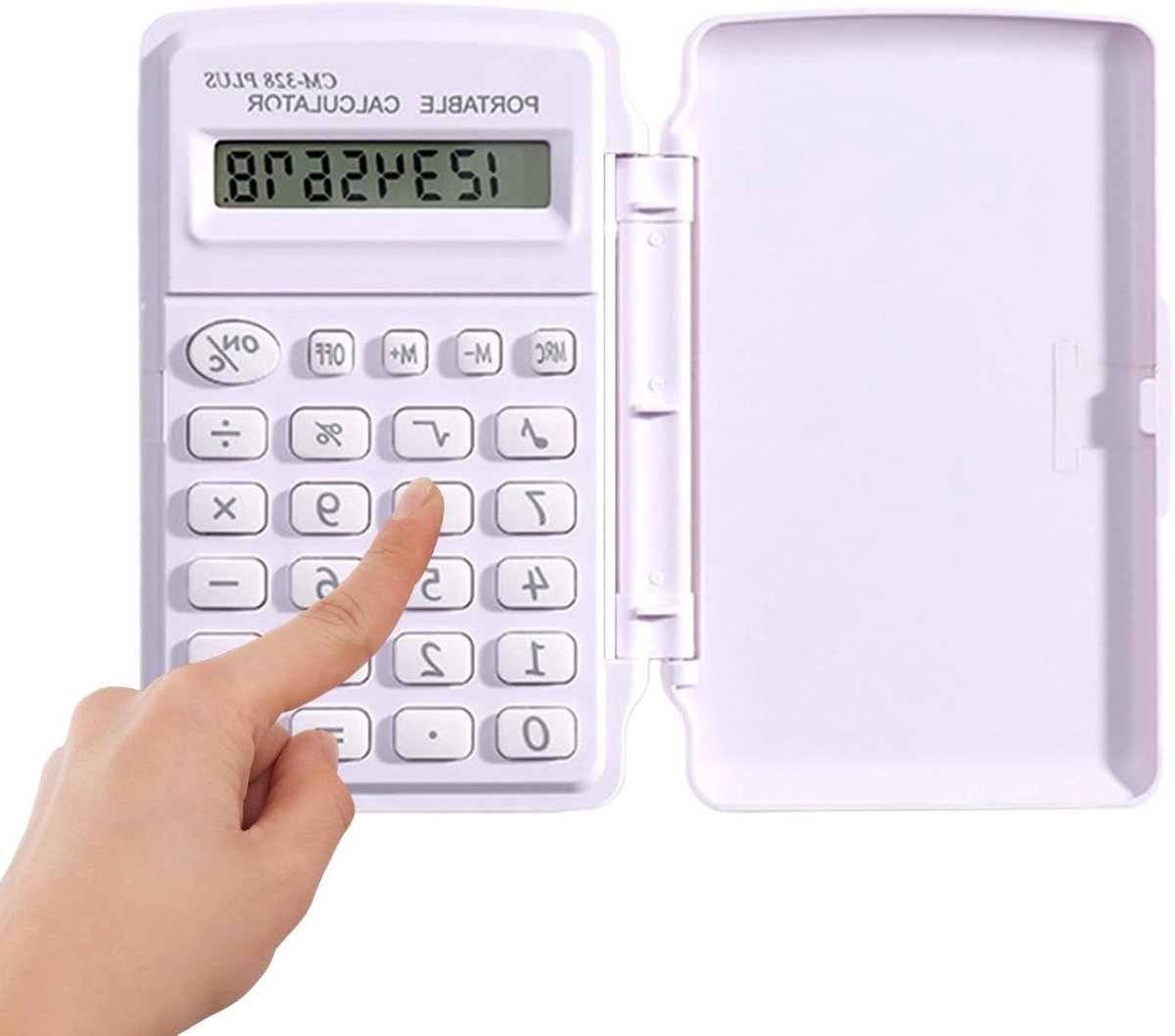 Zakrekenmachine - Mini Rekenapparaat - Dagelijkse Berekeningen - Snel Reagerende Toetsen - 8 Cijferig LCD - Wit